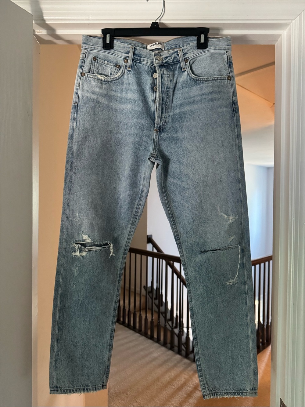 Agolde Light Blue Distressed Relaxed Women’s  Jeans